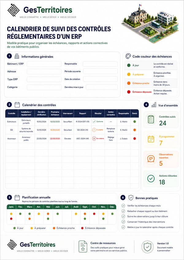 Calendrier de suivi des contrôles ERP Calendrier de suivi des contrôles ERP